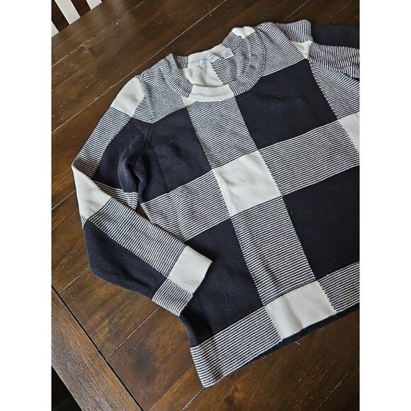 Liz Claiborne Lizwear Sweaters - Liz Claiborne Lizwear Women's Size XL Black/ White Patchwork Sweater Heavyweight